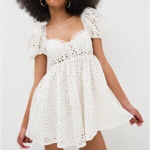 For Love & Lemons Becca Mini Dress in White